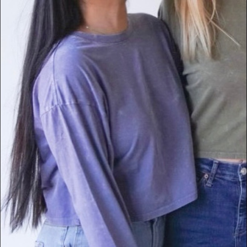 Long Sleeve Acid Wash Soft Tee (Blue)
